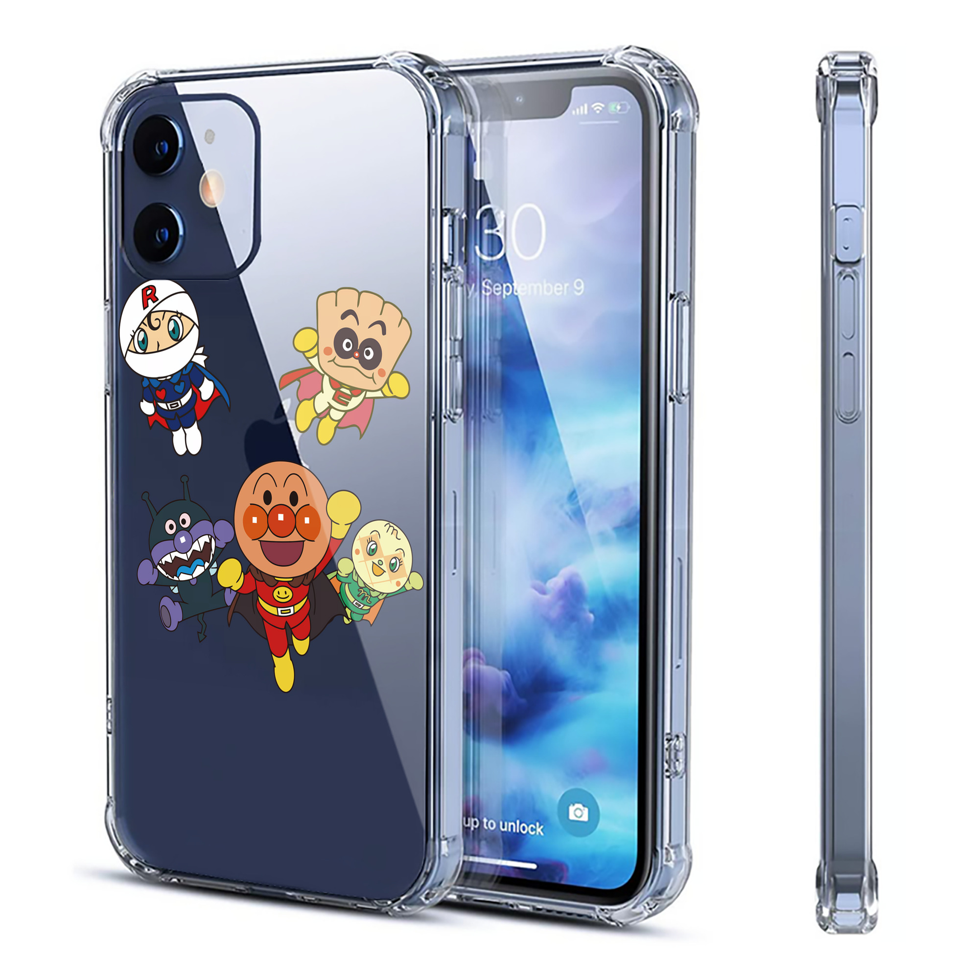 （画像用） アンパンマン Anpanman 【iPhone 12シリーズ対応】透明スマホケース（クリアソフトケース）